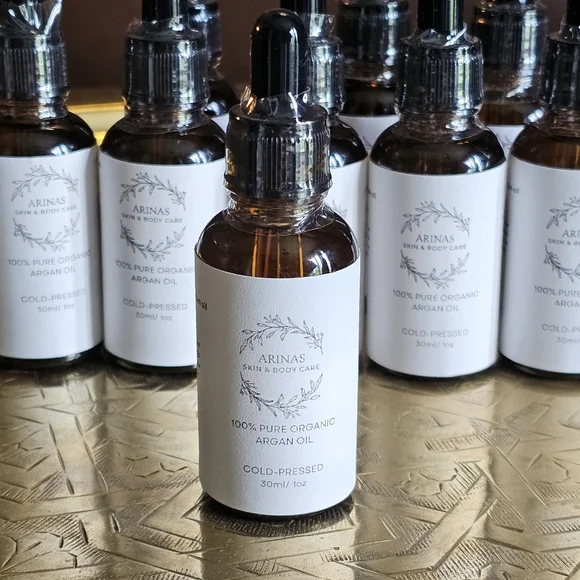 Arinas 100% Organic Pure Moroccan Argan Oil 30ml Bottle Dropper Cold Extracted - Picture 1 of 14